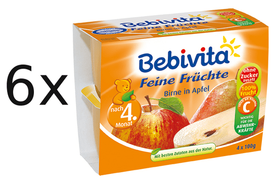 Bebivita 100% ovoce Jablka s hruškami - 6x(4x100g) exp.15.5.2018