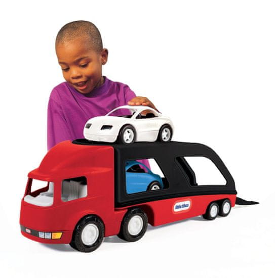 Little Tikes Tahač s návěsem pro přepravu aut - červený
