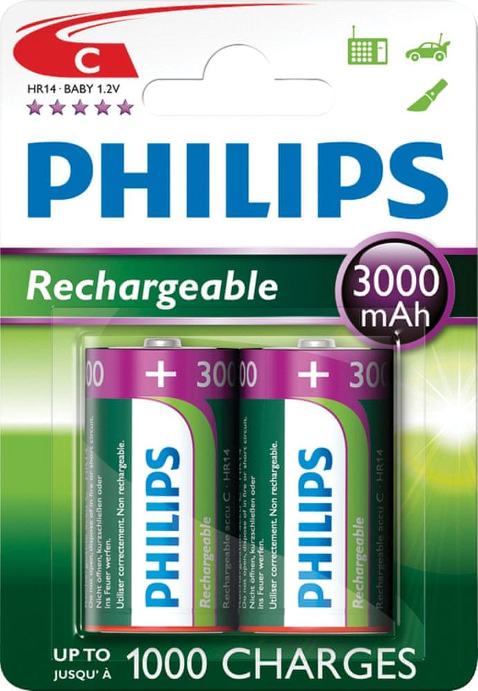 Levně Philips C 2ks 3000mAh Rechargeables (R14B2A300/10)