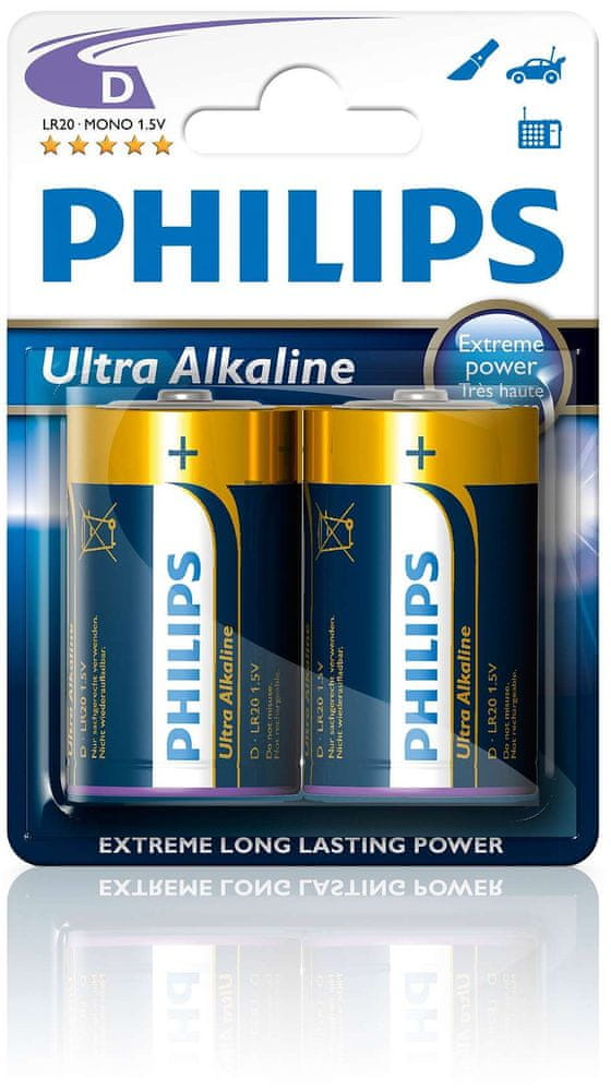 Levně Philips D 2ks Ultra Alkaline (LR20E2B/10)