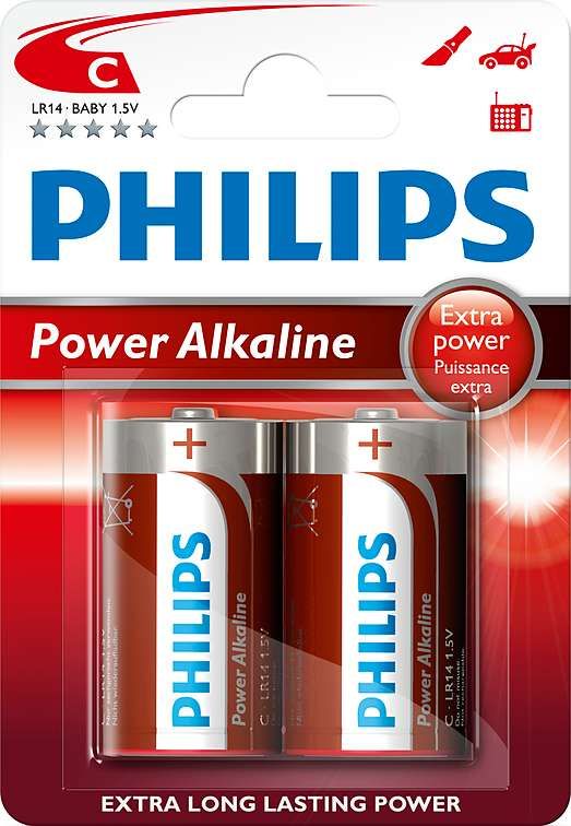 Levně Philips C 2ks Power Alkaline (LR14P2B/10)