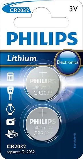 Philips CR2032 2ks Lithium (CR2032P2/01B)