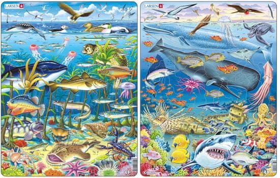 LARSEN Puzzle set Zvířata v moři a Velryba, žralok a Titanik MAXI