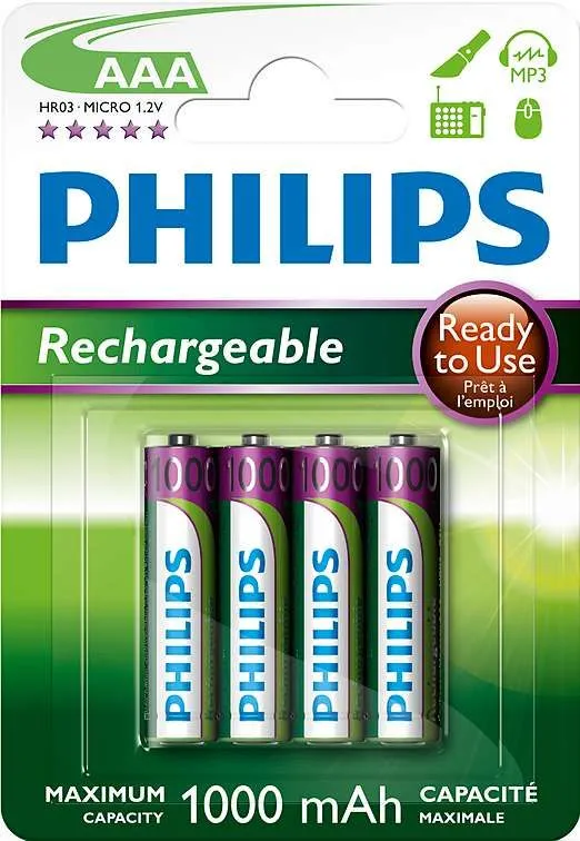 Levně Philips AAA 4ks 1000mAh Rechargeables (R03B4RTU10/10)