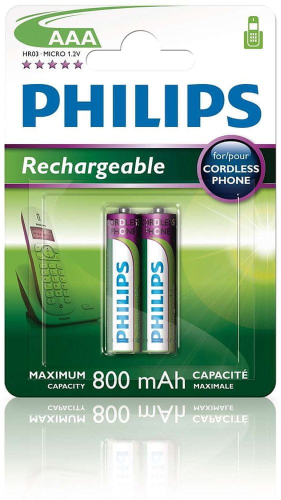 Levně Philips AAA 2ks 800mAh Rechargeables (R03B2A80/10)