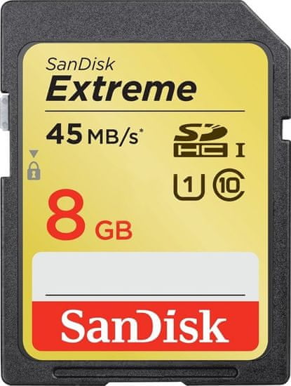 SanDisk SDHC 8GB (class 10/UHS-1) Extreme HD Video 45MB/s