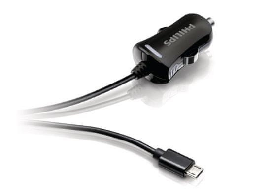 Philips USB autonabíječka, 2,1 A, microUSB