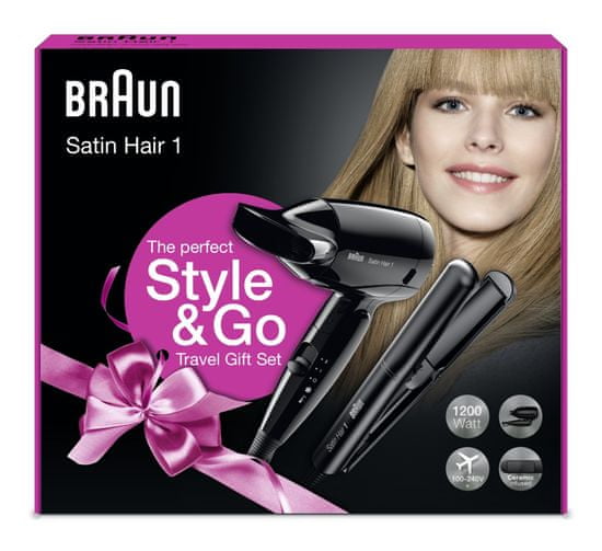 Braun Combo Satin Hair To Go Žehlička ST 100 + vysoušeč HD 130