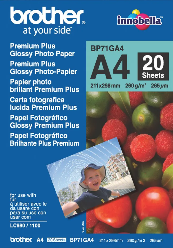 Brother fotopapír premium Glossy BP71GA4 A4 20 ks