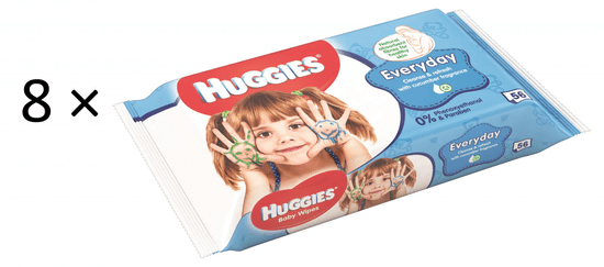 Huggies Vlhčené ubrousky Everyday Quatro Pack 8×56 ks
