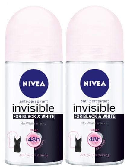 Nivea Roll-on Invisible for Black & White Clear 2 x 50 ml