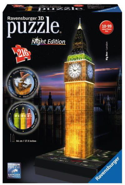Levně Ravensburger Puzzle Big Ben Noční Edice 3D 216 dílků