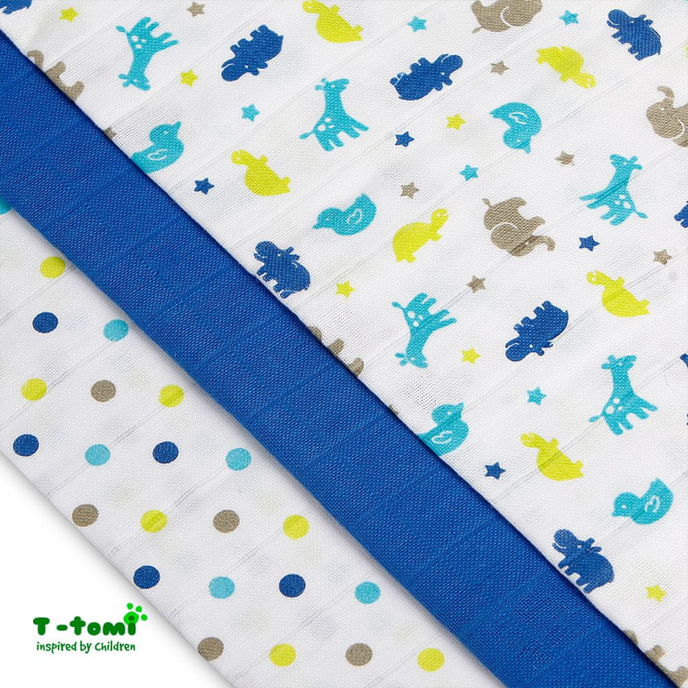 T-Tomi Tetra pleny - Top kvalita, sada 3 kusů, modré žirafy