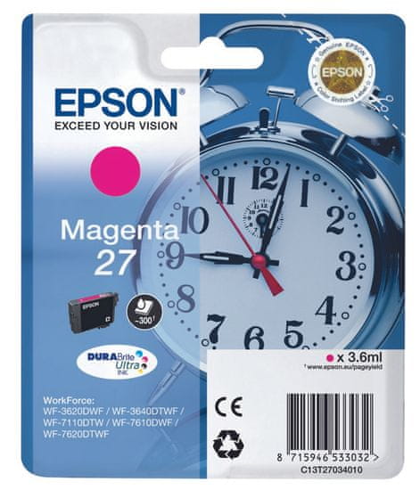 Epson Singlepack Magenta 27 DURABrite Ultra Ink (C13T27034010)