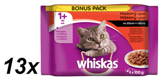 Whiskas Masový výběr ve šťávě BONUS 13x 4pack