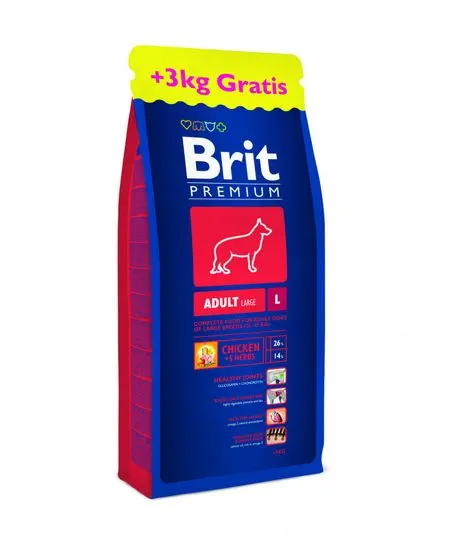 Brit Premium Dog Adult L 15 + 3 kg Zdarma