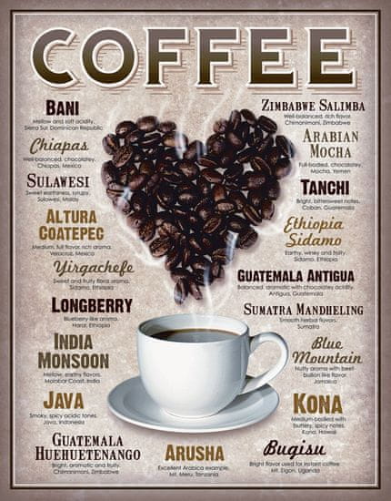 Postershop Plechová cedule Coffee (Kávové srdce)