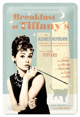Postershop Plechová cedule 20x30 cm Breakfast at Tiffanys - Audrey Hepburn