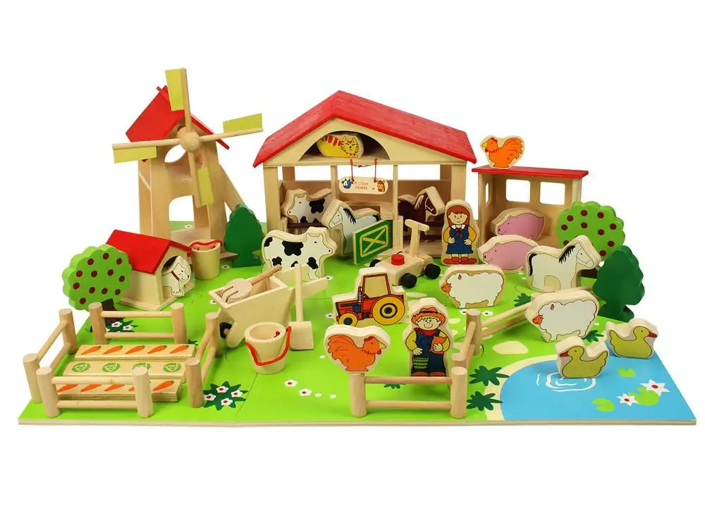 Bigjigs Toys Velká dřevěná farma - rozbaleno