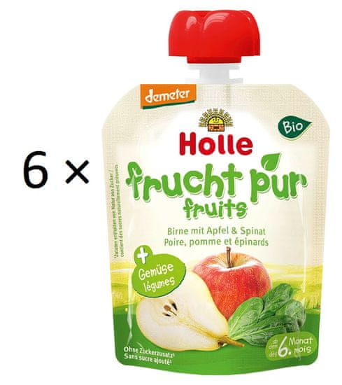Holle Bio pyré Hruška, jablko, špenát - 6 x 90 g