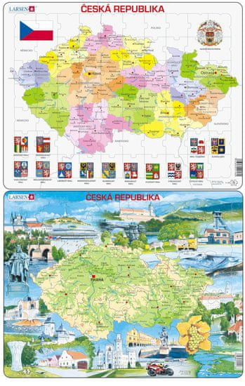 LARSEN Puzzle set Mapa - ČESPuzzle set Mapa – Česká republika a Česko atraktivní místa maxi