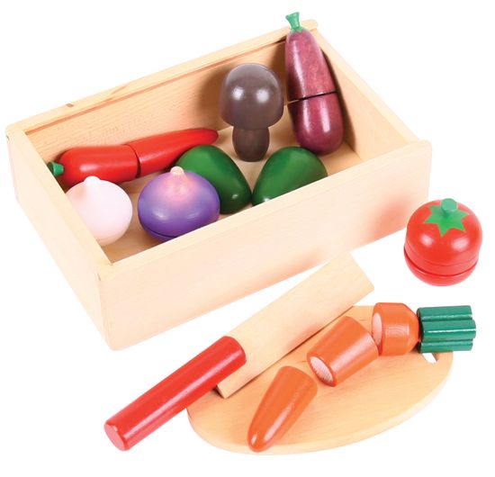 Bigjigs Toys Dřevěné potraviny - Krájení zeleniny v krabičce