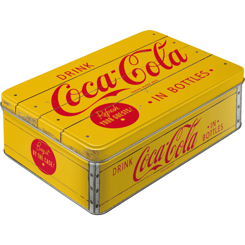 Postershop Retro dóza plochá Coca-Cola (Žluté logo) 23x16x7cm