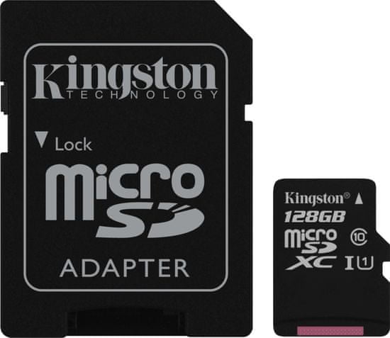 Kingston microSDXC 128GB 45MB/s UHS-I + SD adaptér (SDC10G2/128GB)