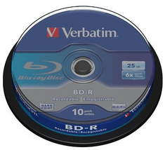 Verbatim BD-R SL 25GB, 6×, spindle 10 ks (43742)