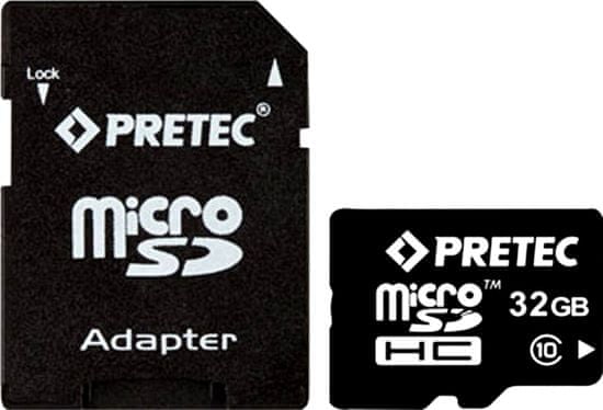 Pretec microSDHC 32GB (class 10) + adaptér