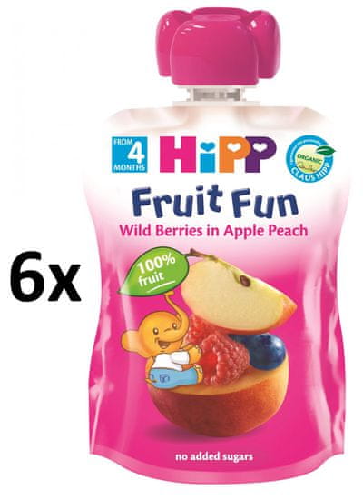 HiPP BIO Kapsička Broskve-Lesní ovoce - 6 x 90g