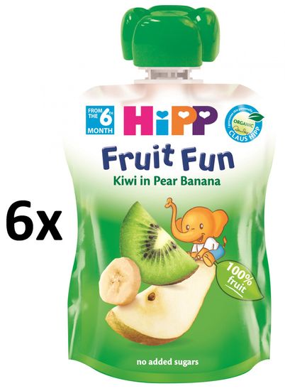 HiPP BIO Kapsička Hrušky-Banán-Kiwi - 6 x 90g