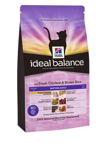 Hill's Feline Ideal Balance Mature Adult s čerstvým kuřetem a hnědou rýží 2 kg