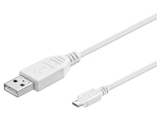 PremiumCord USB 2.0 A-Micro B kabel, M/M, bílý