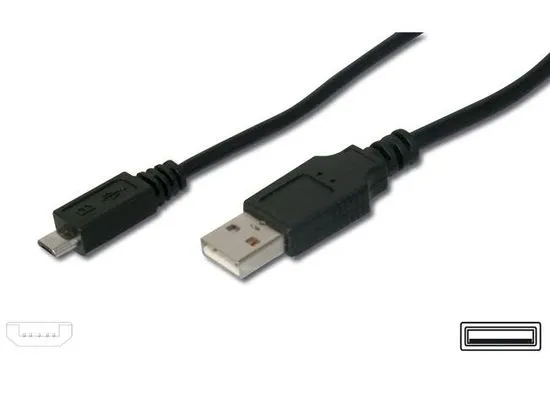 PremiumCord USB 2.0 A-Micro B kabel, M/M, 0,2 m, černý