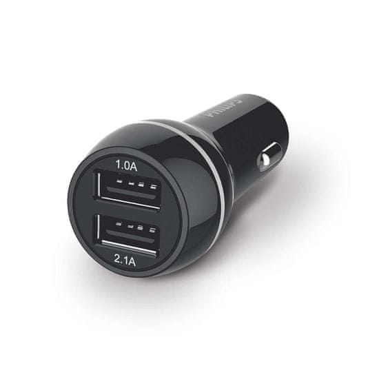 Philips nabíječka do auta USB, 3,1 A, černá