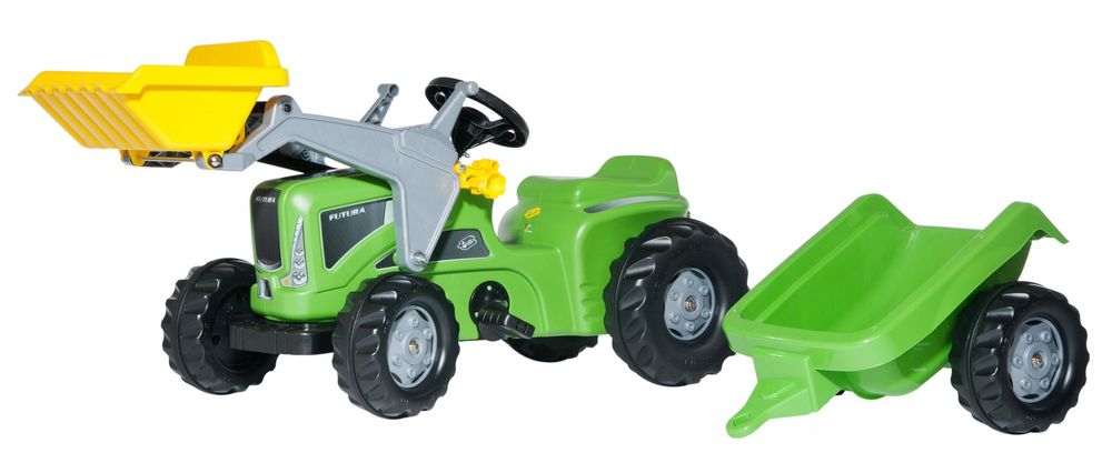 Rolly Toys Šlapací traktor Kid Futura s vlečkou a předním nakladačem