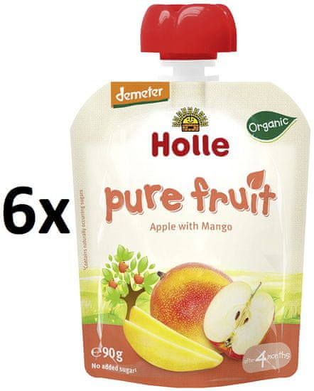 Holle Bio ovocné pyré jablko, mango - 6 x 90g
