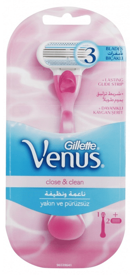 Gillette Venus Close & Clean holicí strojek + 2 hlavice