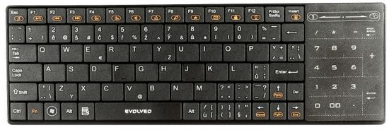 Evolveo WK27BG bezdrátová klávesnice s touchpadem - zánovní