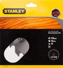 Stanley Pilový kotouč pro podélné řezání, TCT/HM, Ø170x16mm 12 zubů