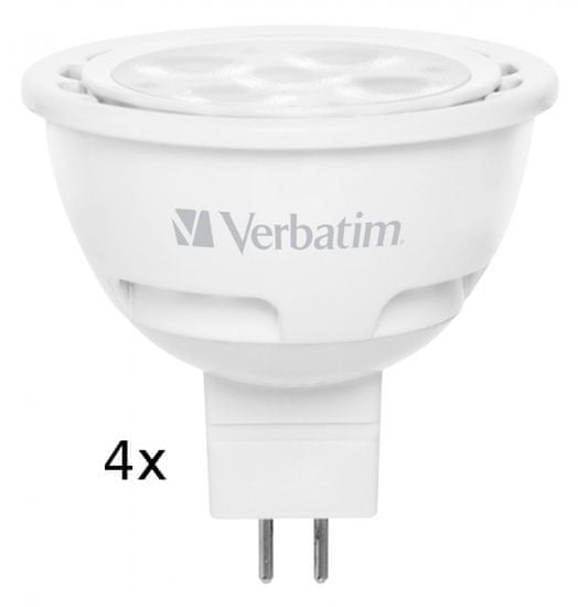 Verbatim LED žárovka GU5.3 4,5W 210lm (20W), typ MR16, 35°, teplá bílá 4ks/pack