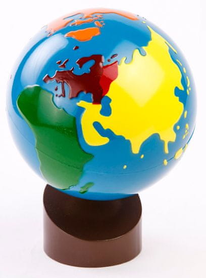 Montessori pomůcky Glóbus – barevné kontinenty - rozbaleno