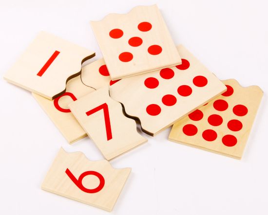 Montessori pomůcky Čísla a puntíky - puzzle - rozbaleno
