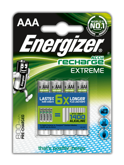 Energizer NiMH Extreme AAA 800 mAh, 4ks