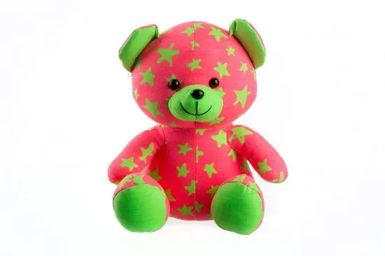 Teddies Medvídek svítící ve tmě 21 cm růžový/zelený