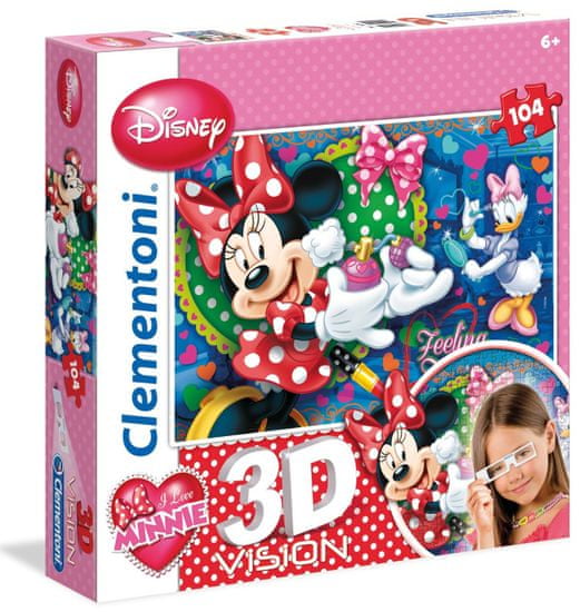 Clementoni Puzzle s 3D brýlemi Minnie 104 dílků