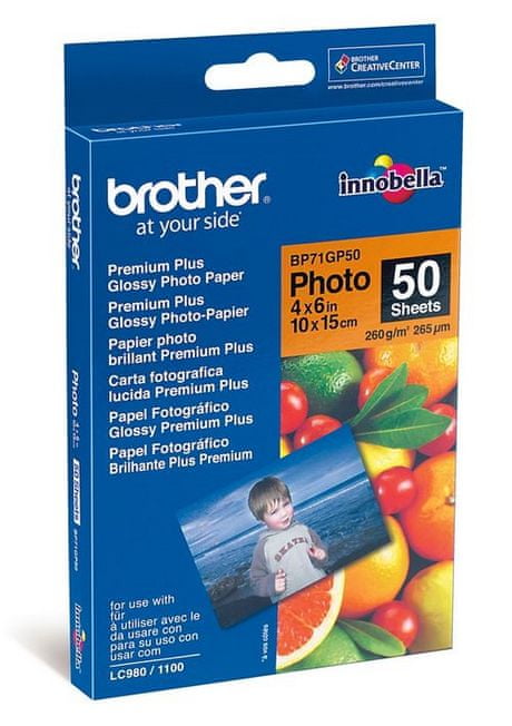Levně Brother fotopapír premium Glossy BP71GP50 10 x 15 cm, 50ks