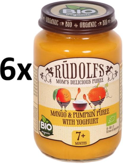 RUDOLFS BIO Dětský dezert mango+dýně+jogurt - 6x190 g