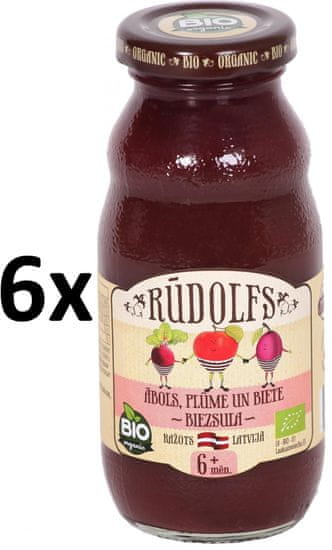RUDOLFS BIO Dětský juice jablko+švestka+řepa - 6x190 g